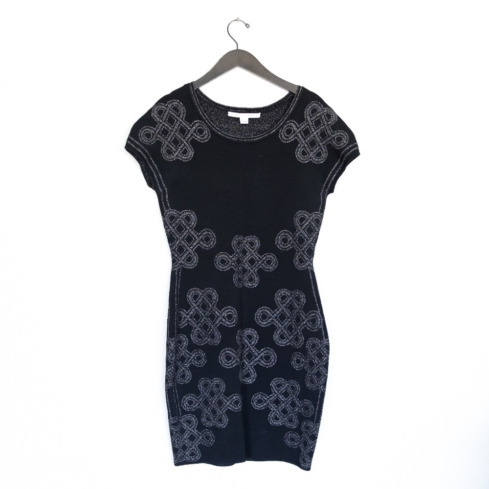Diane Von Furstenberg Black Silver Celtic Dress